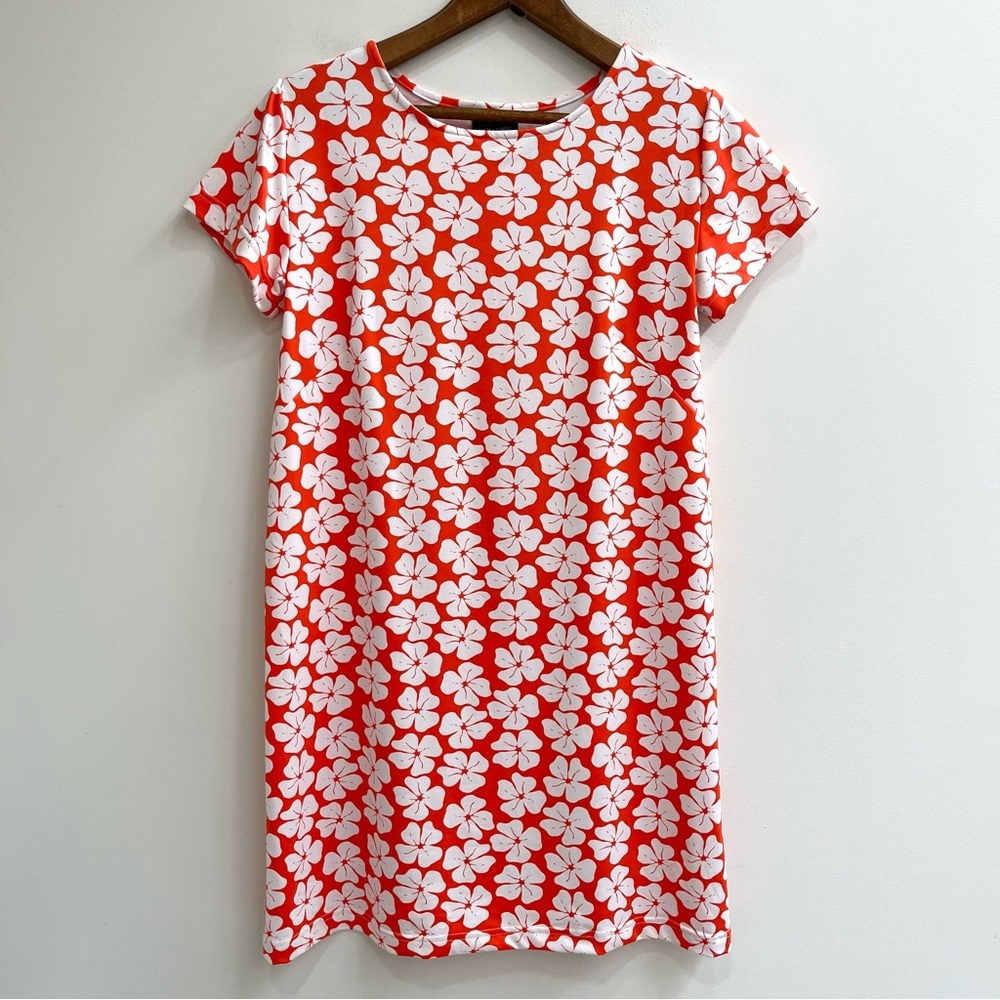 Sailor-Sailor Floral Red White Dress Jersey Stretch UPF 50+ Size Medium